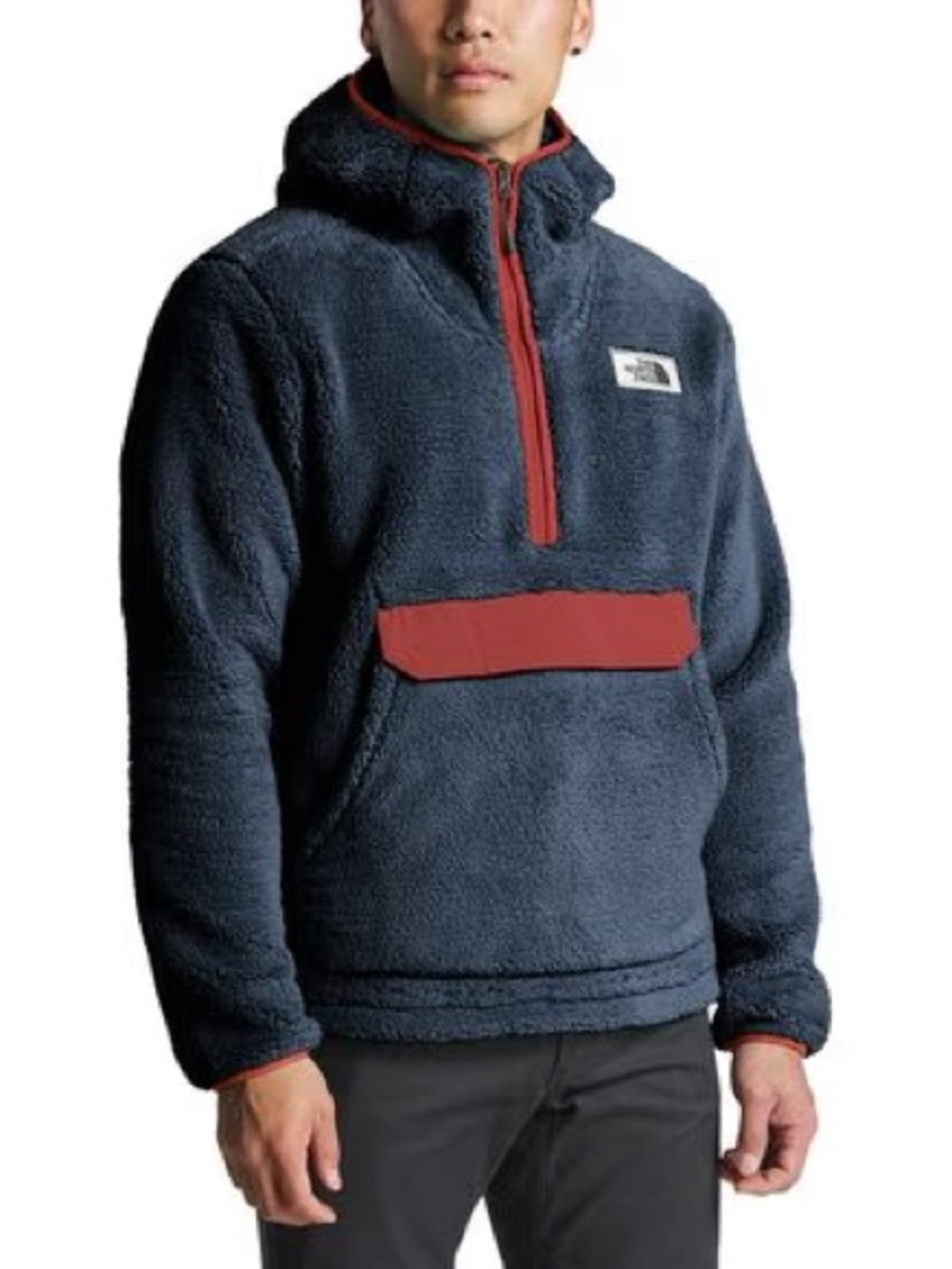 The North Face Men's Campshire Hooded Pullover Hoodie with Orange Details | L